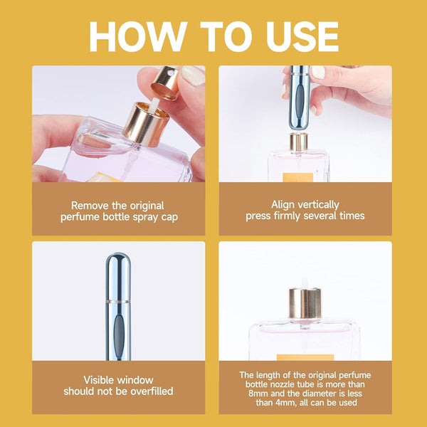 Portable Refillable Perfume Atomizer – Travel-Friendly Aluminum Spray Bottle - Pack of 3