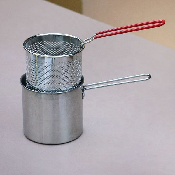 Stainless Steel Fry & Strain Pot – Multipurpose Fries Bowl for Deep Frying & Boiling